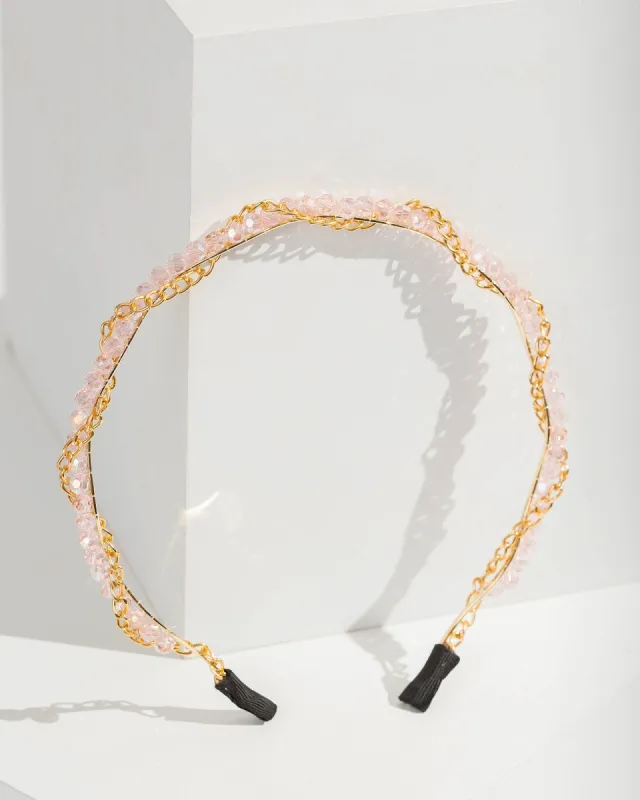 Pink Chain And Beaded Detail Headband sold by Collete Hayman