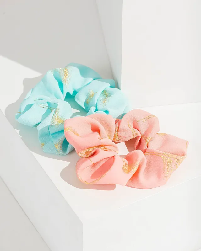 Multi Colour 2 Pack Foil Leaf Scrunchies sold by Collete Hayman