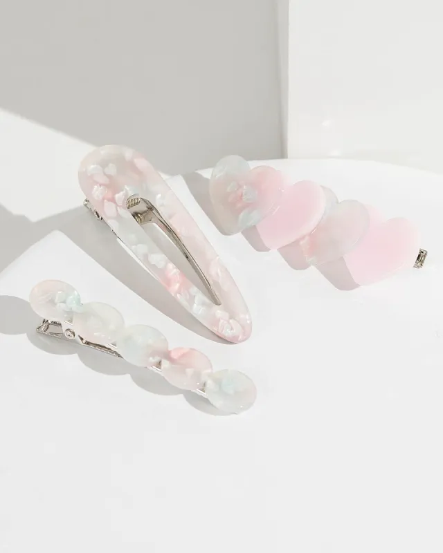 Pink 3 Pack Heart Detail Hair Slides sold by Collete Hayman