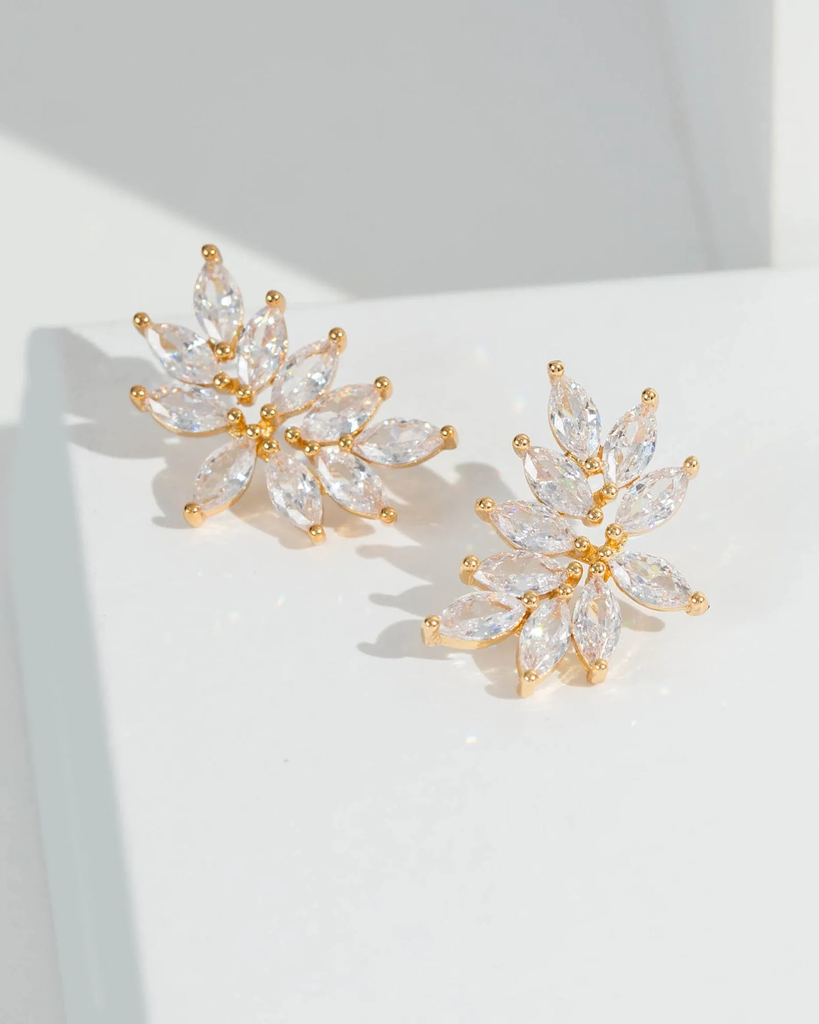 Gold Cubic Zirconia Cluster Stud Earrings sold by Collete Hayman