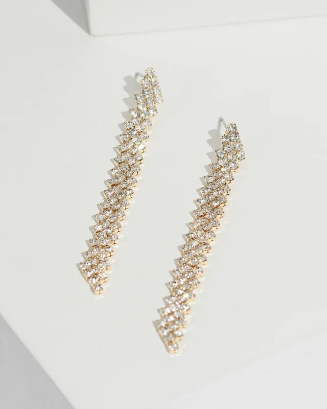 Gold Diamante Gradual Drop Earrings sold by Collete Hayman