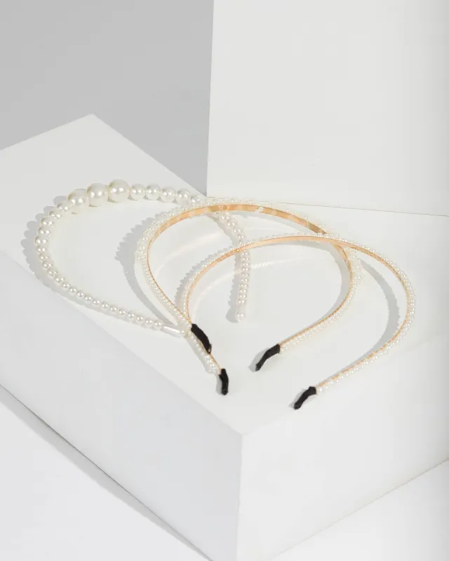 Gold 3 Pack Multi Pearl Headbands sold by Collete Hayman