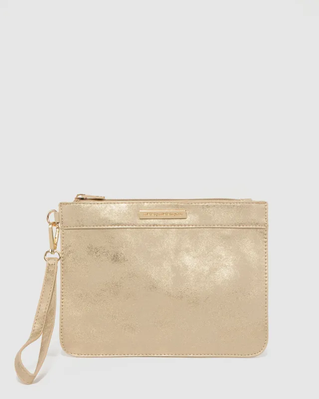 Gold Tia Wristlet Clutch Bag sold by Collete Hayman