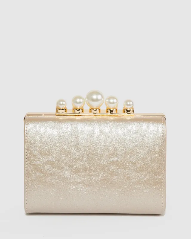 Gold Daphne Pearl Clutch Bag sold by Collete Hayman