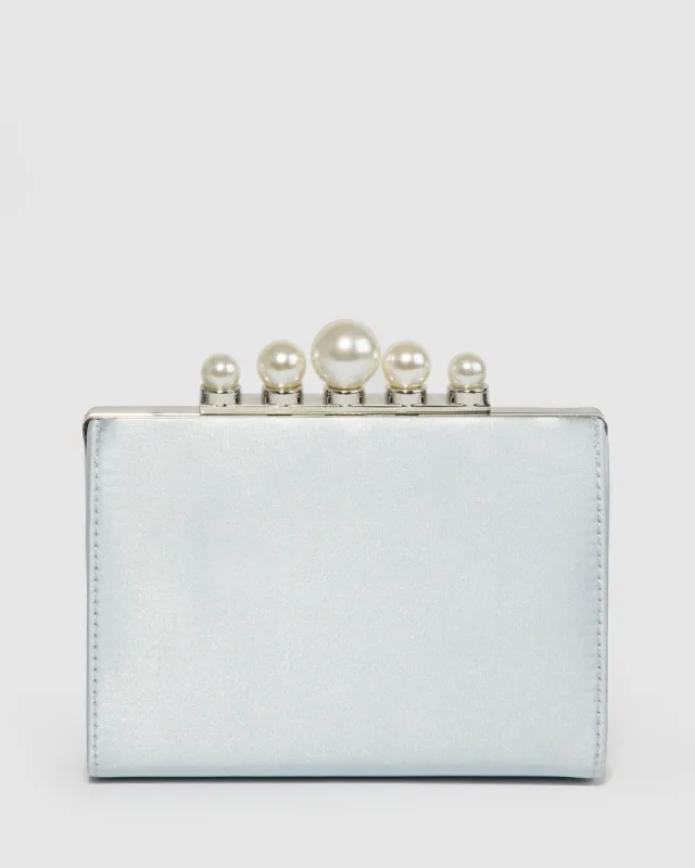 Blue Daphne Pearl Clutch Bag sold by Collete Hayman
