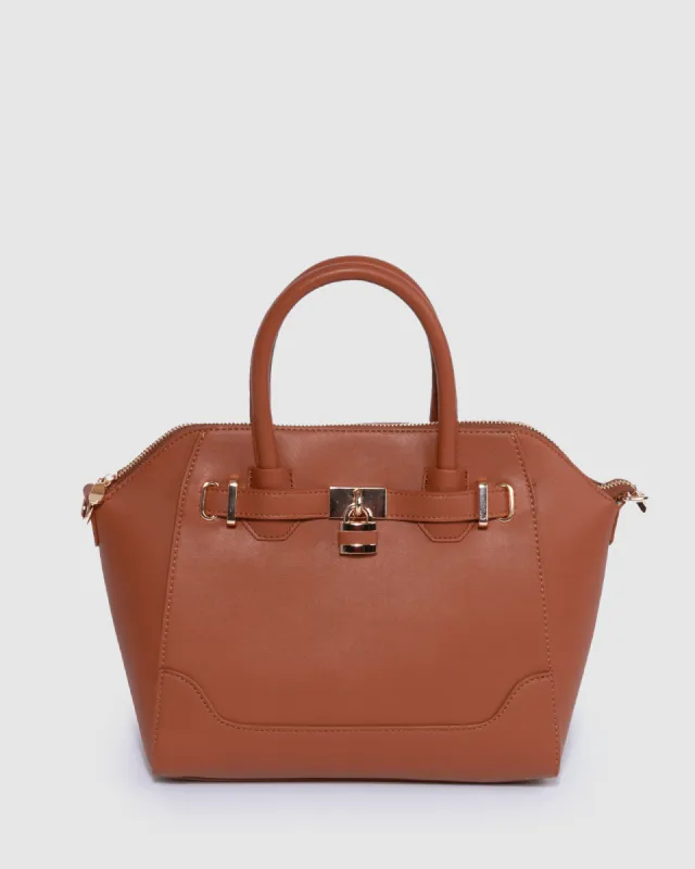 Tan Frankie Lock Tote Bag sold by Collete Hayman