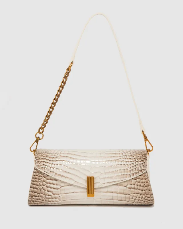 Ivory Josie Croc Shoulder Bag sold by Collete Hayman