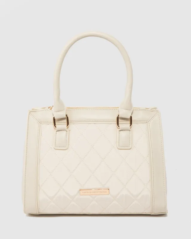 Ivory Stef Quilt Tote Bag sold by Collete Hayman