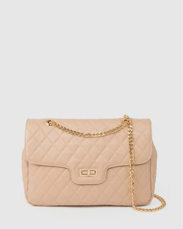 Natural Gina Quilt Large Crossbody Bag sold by Collete Hayman