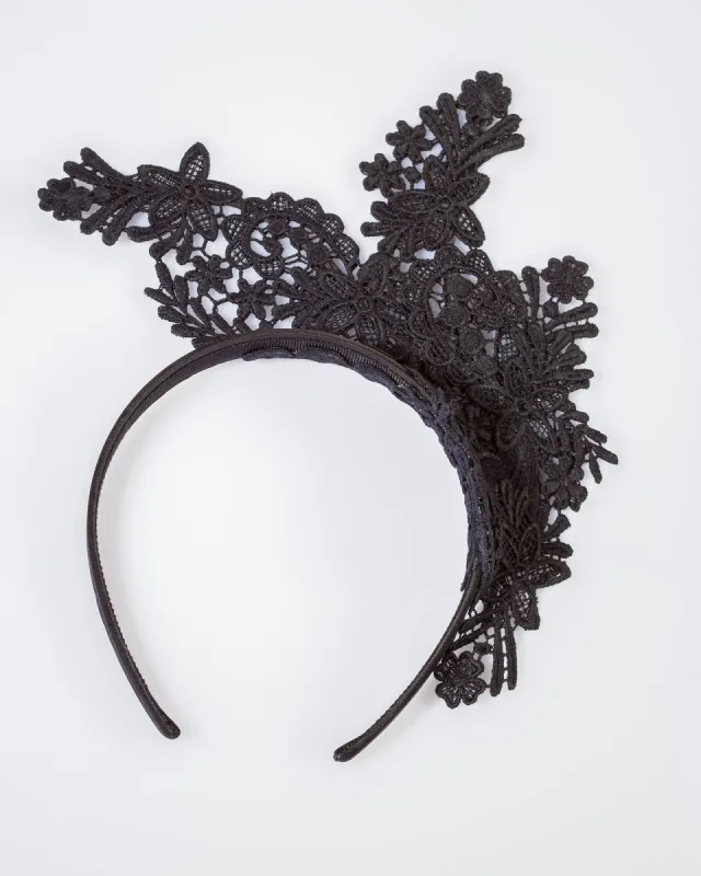 Black Side Lace Detail Fascinator sold by Collete Hayman