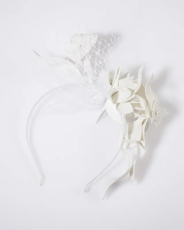 White Flower Netting Detail Fascinator sold by Collete Hayman