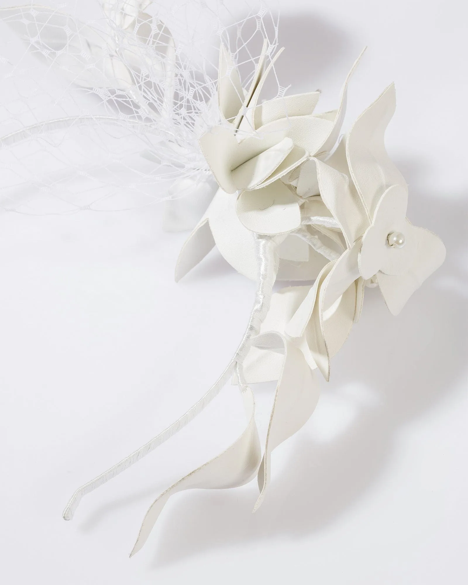 White Flower Netting Detail Fascinator sold by Collete Hayman product image thumbnail 2