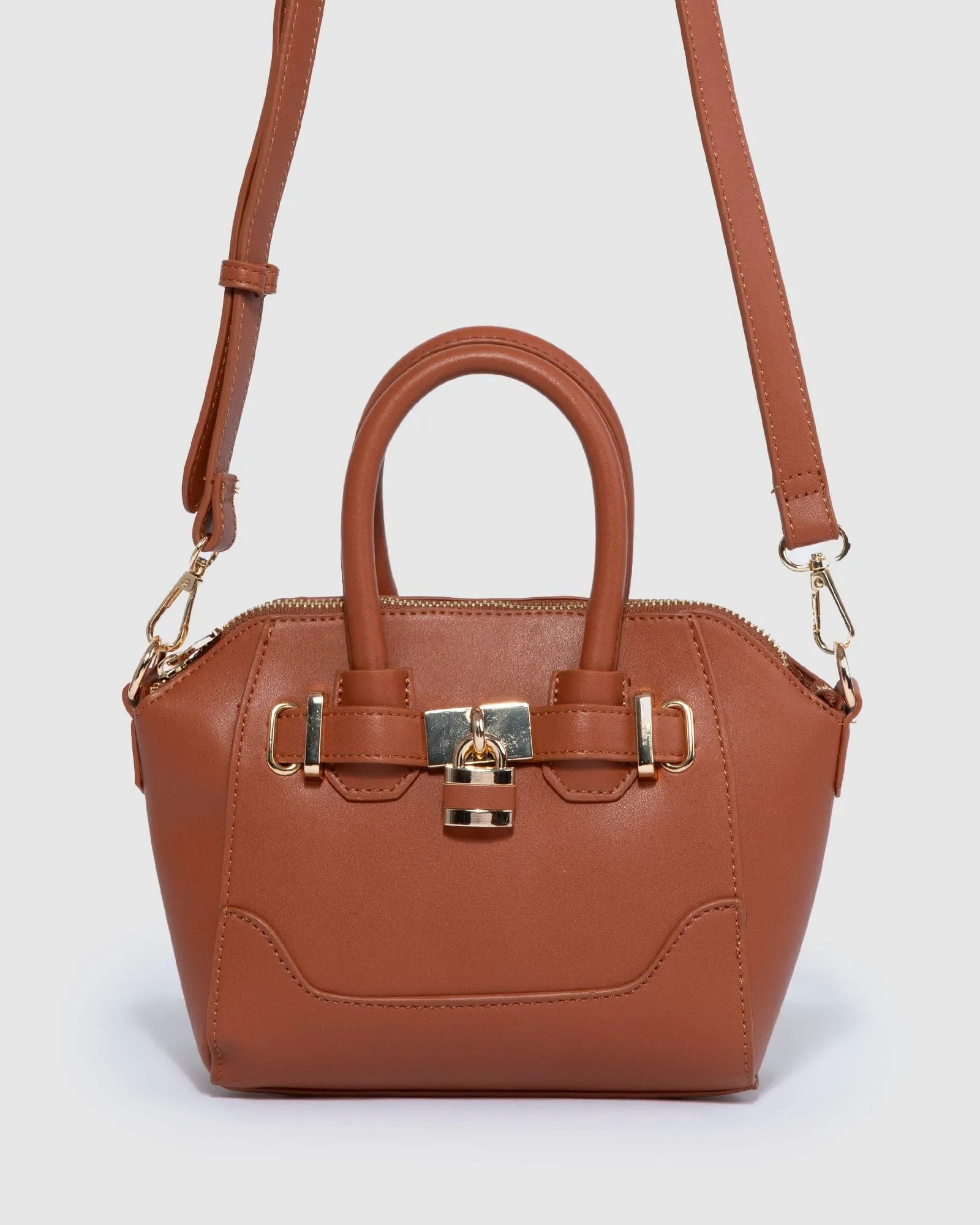 Tan Frankie Mini Lock Tote Bag sold by Collete Hayman