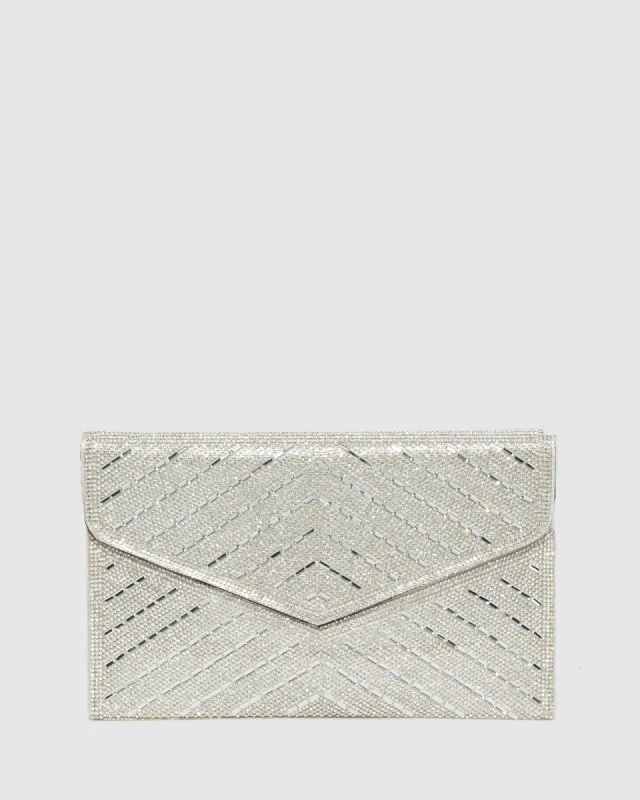 Silver Kelly Crystal Clutch Bag sold by Collete Hayman