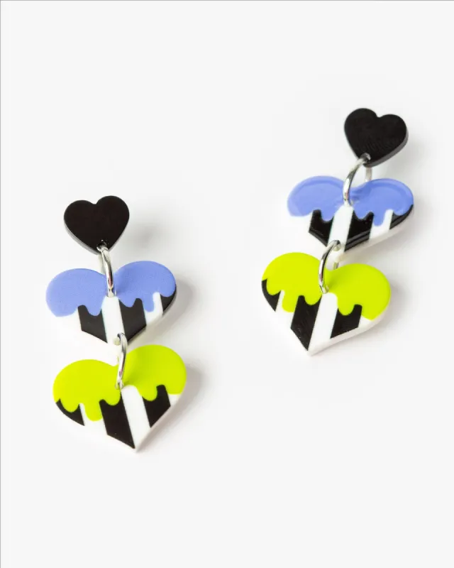 Multi Stripe Love Heart Drop Earrings sold by Collete Hayman