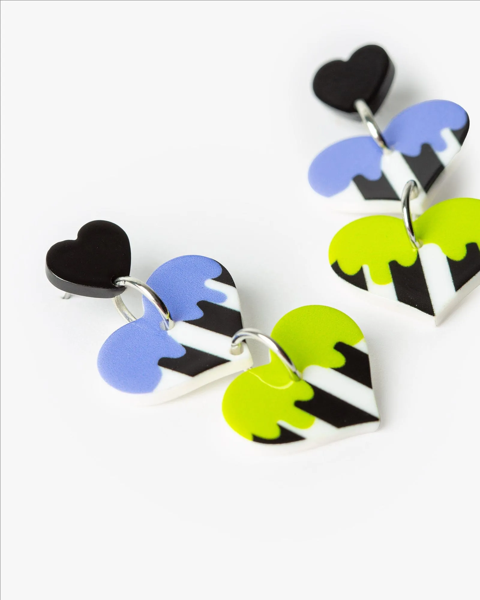 Multi Stripe Love Heart Drop Earrings sold by Collete Hayman product image thumbnail 2