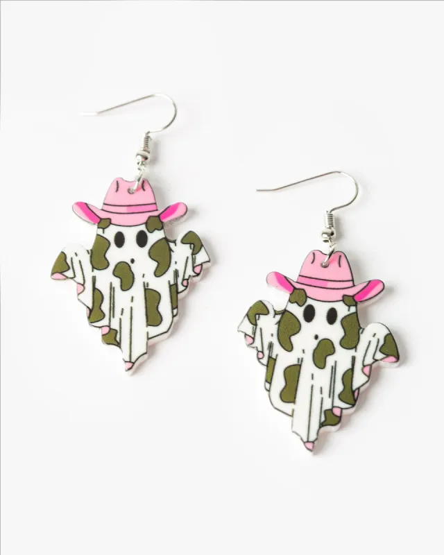 Multi Colour Cowgirl Ghost Hook Drop Earrings sold by Collete Hayman