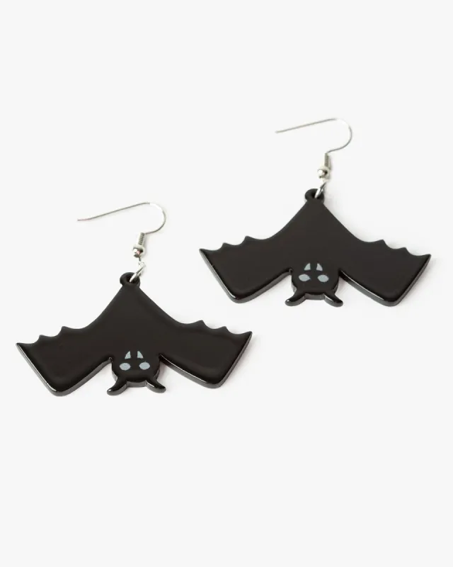 Black Upside Down Bat Earrings sold by Collete Hayman