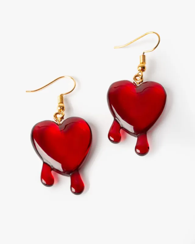 Red Blood Drop Heart Earrings sold by Collete Hayman