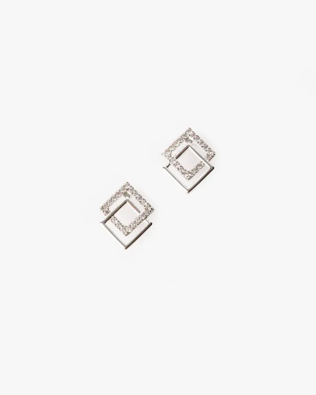 Crystal 2 Square Stud Earrings sold by Collete Hayman