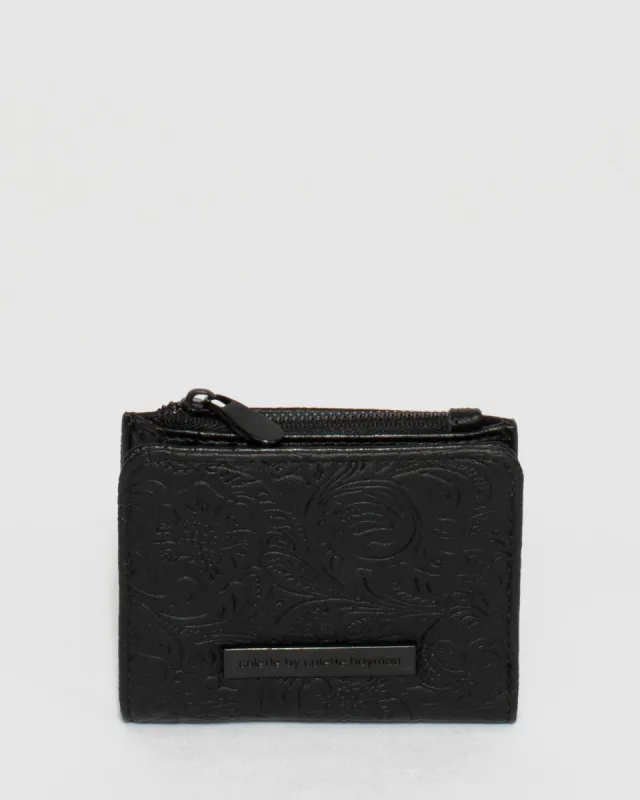 Black And Gunmetal Textured Han Mini Wallet sold by Collete Hayman