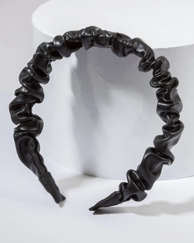 Black Leather Look Ruched Headband sold by Collete Hayman