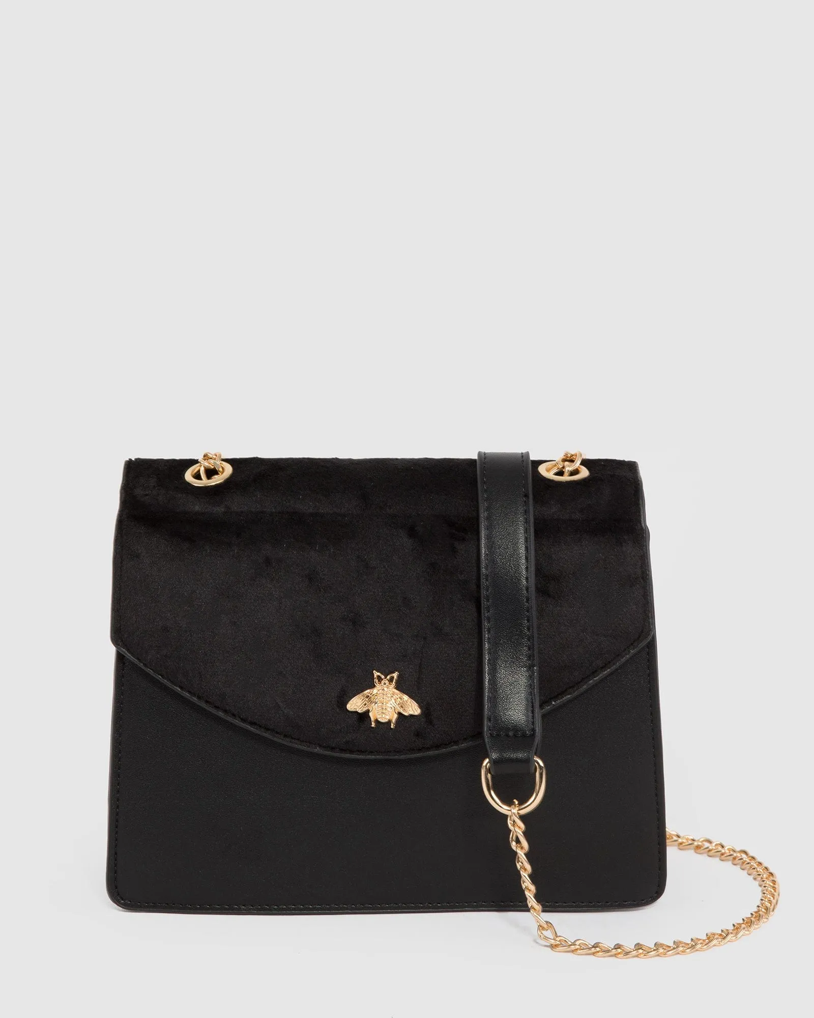 Black Libby Suede Bee Crossbody Bag sold by Collete Hayman