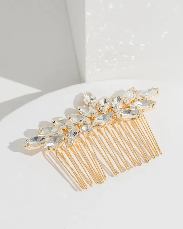 Gold Diamond Shape Crystal Hair Comb sold by Collete Hayman