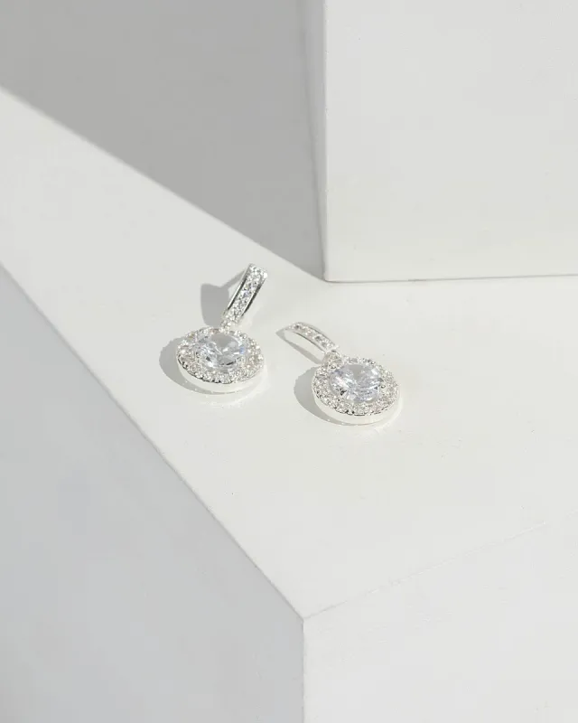 Silver Round Diamante Drop Earrings sold by Collete Hayman