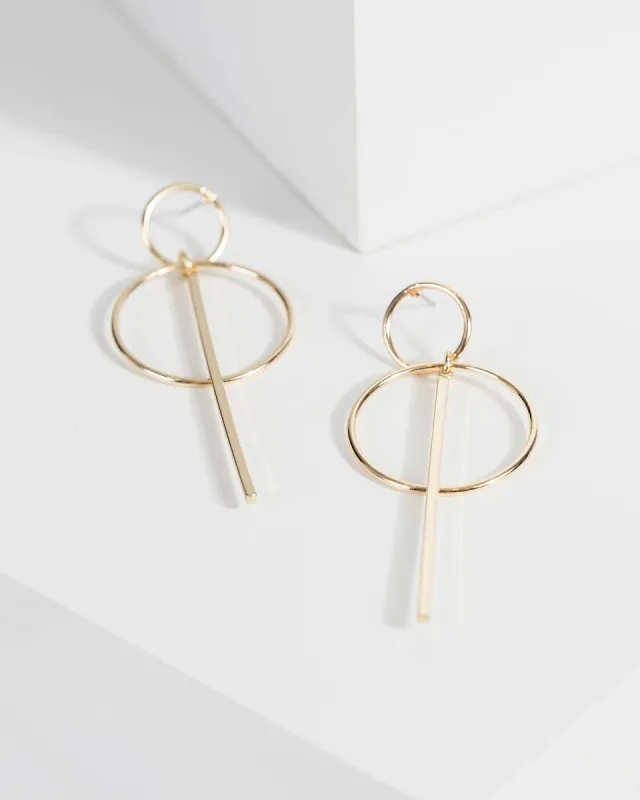 Gold 65mm Circle Bar Fine Drop Earrings sold by Collete Hayman