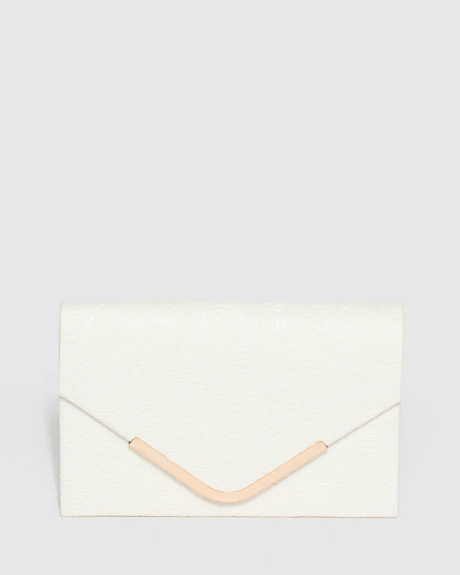 White Lila Emboss Clutch Bag sold by Collete Hayman
