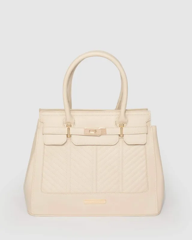 Ivory Maryanne Quilted Tote Bag sold by Collete Hayman