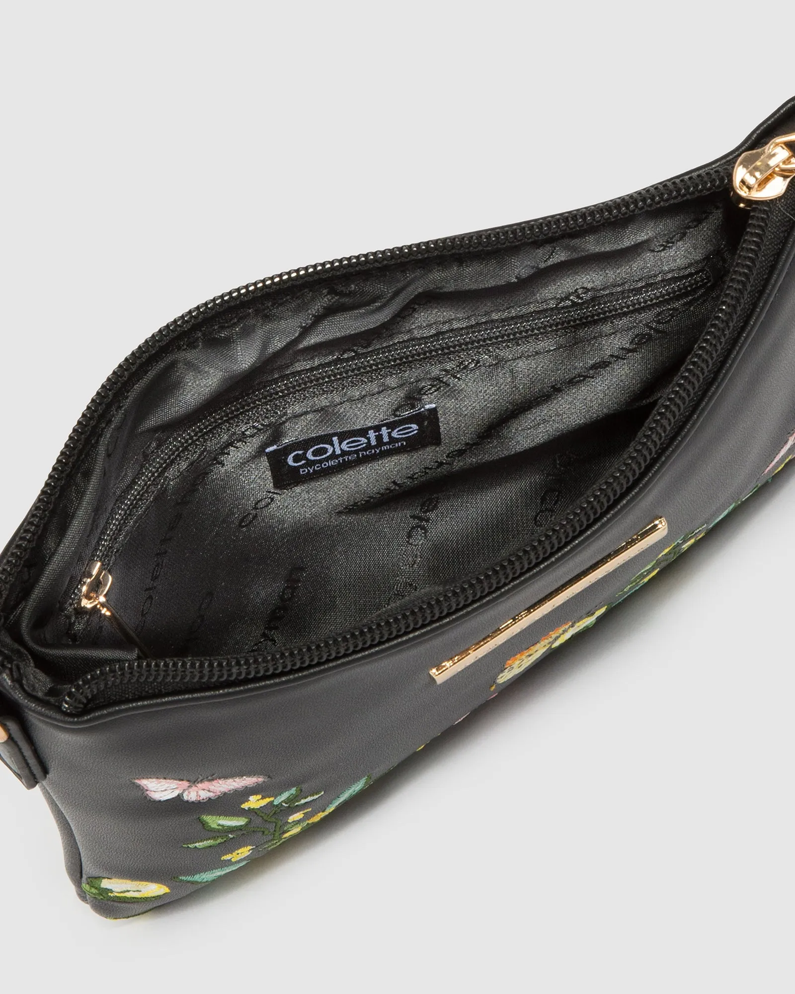 Black Floral Peta Wristlet Clutch Bag sold by Collete Hayman product image thumbnail 5