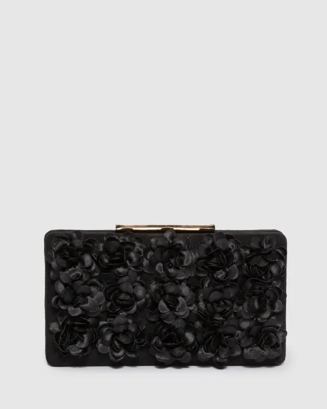 Black Olivia Hardcase Rose Clutch Bag sold by Collete Hayman
