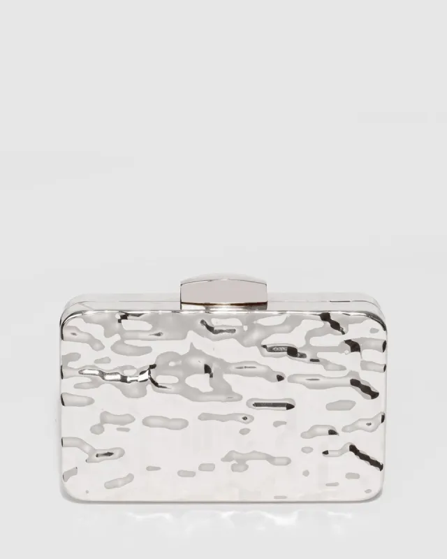 Silver Aurelia Textured Metal Clutch Bag sold by Collete Hayman