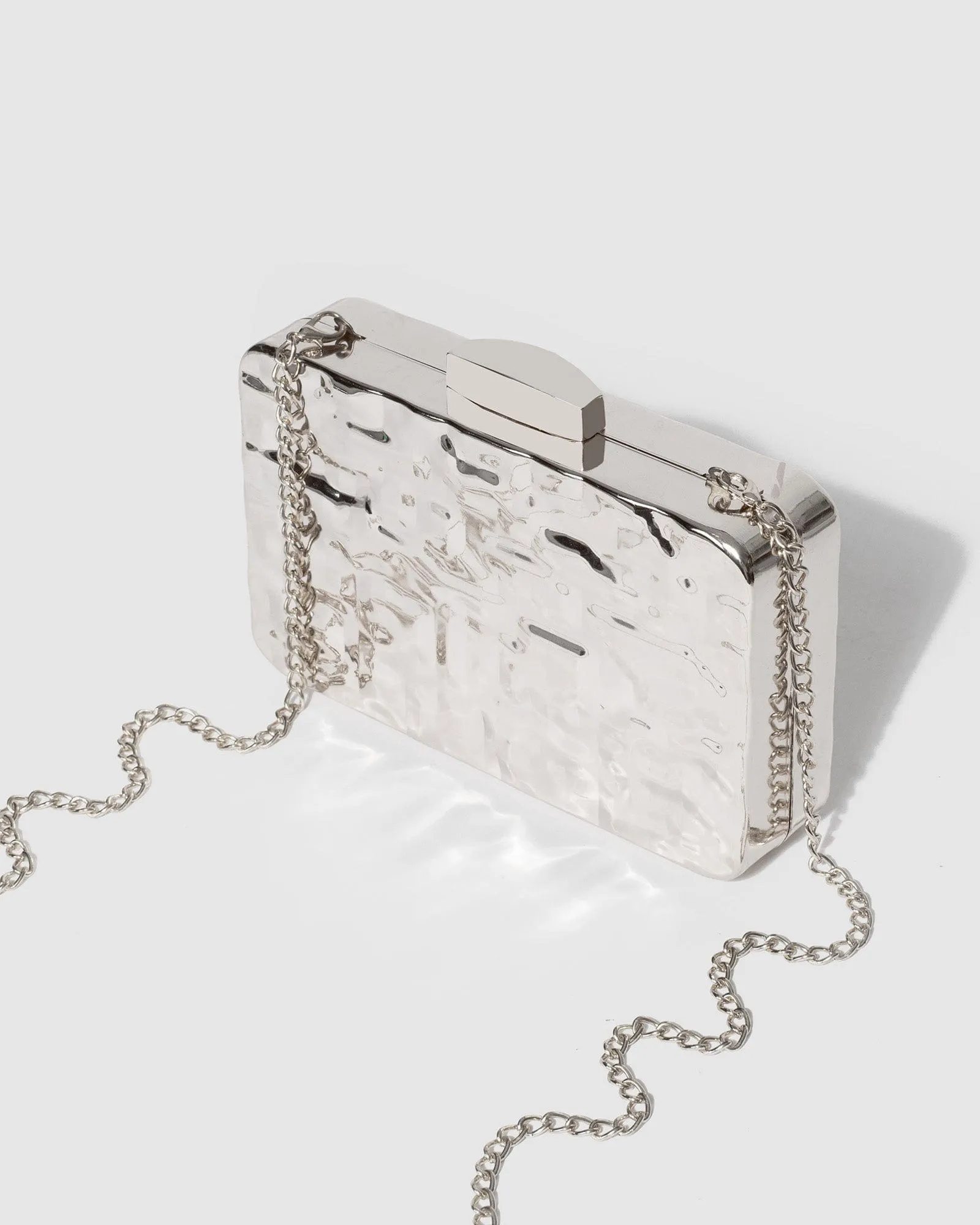 Silver Aurelia Textured Metal Clutch Bag sold by Collete Hayman product image thumbnail 5