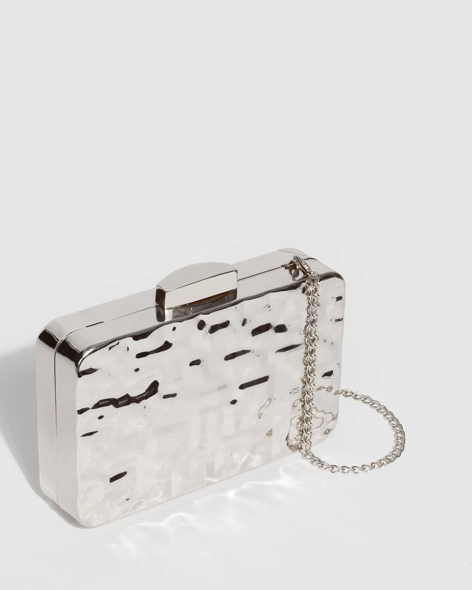 Silver Aurelia Textured Metal Clutch Bag sold by Collete Hayman product image thumbnail 2