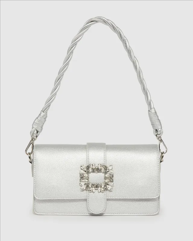 Silver Francesca Crystal Shoulder Bag sold by Collete Hayman