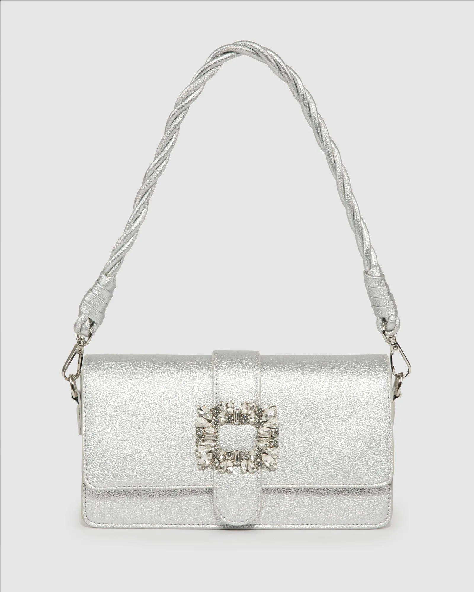 Silver Francesca Crystal Shoulder Bag sold by Collete Hayman