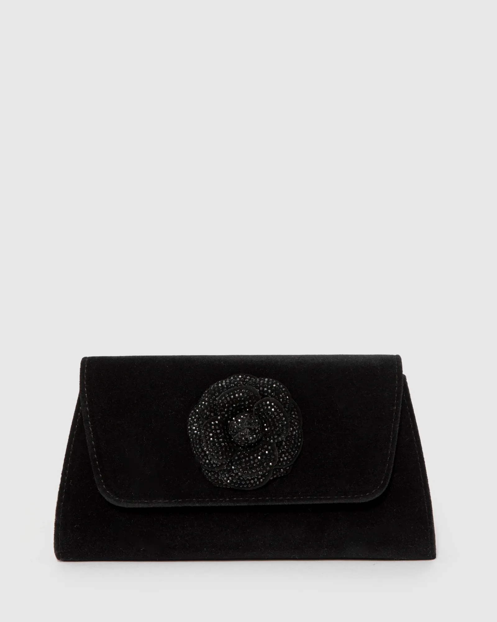 Black Leaha Rose Evening Clutch Bag sold by Collete Hayman