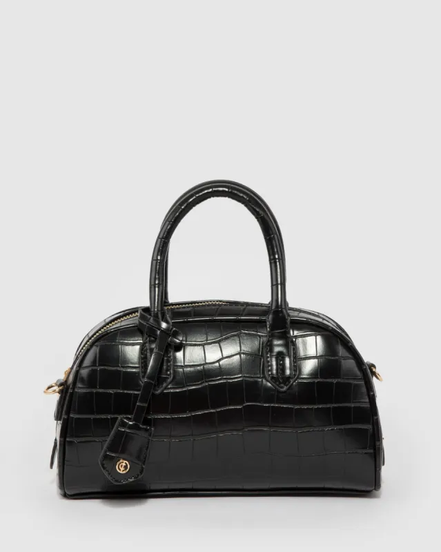 Black Croc Sloan Bowler Bag sold by Collete Hayman