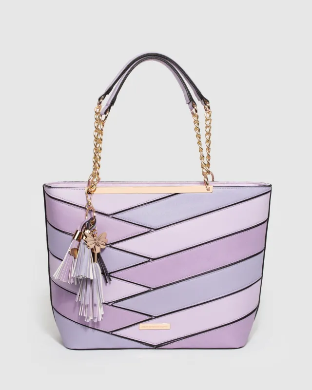 Purple Makayla Panelled Tote Bag sold by Collete Hayman