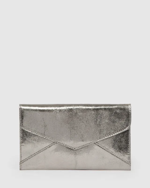 Gunmetal Kelly Envelope Clutch Bag sold by Collete Hayman