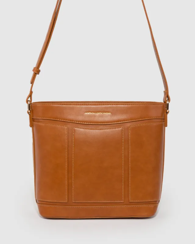 Tan Pia Panel Crossbody Bag sold by Collete Hayman