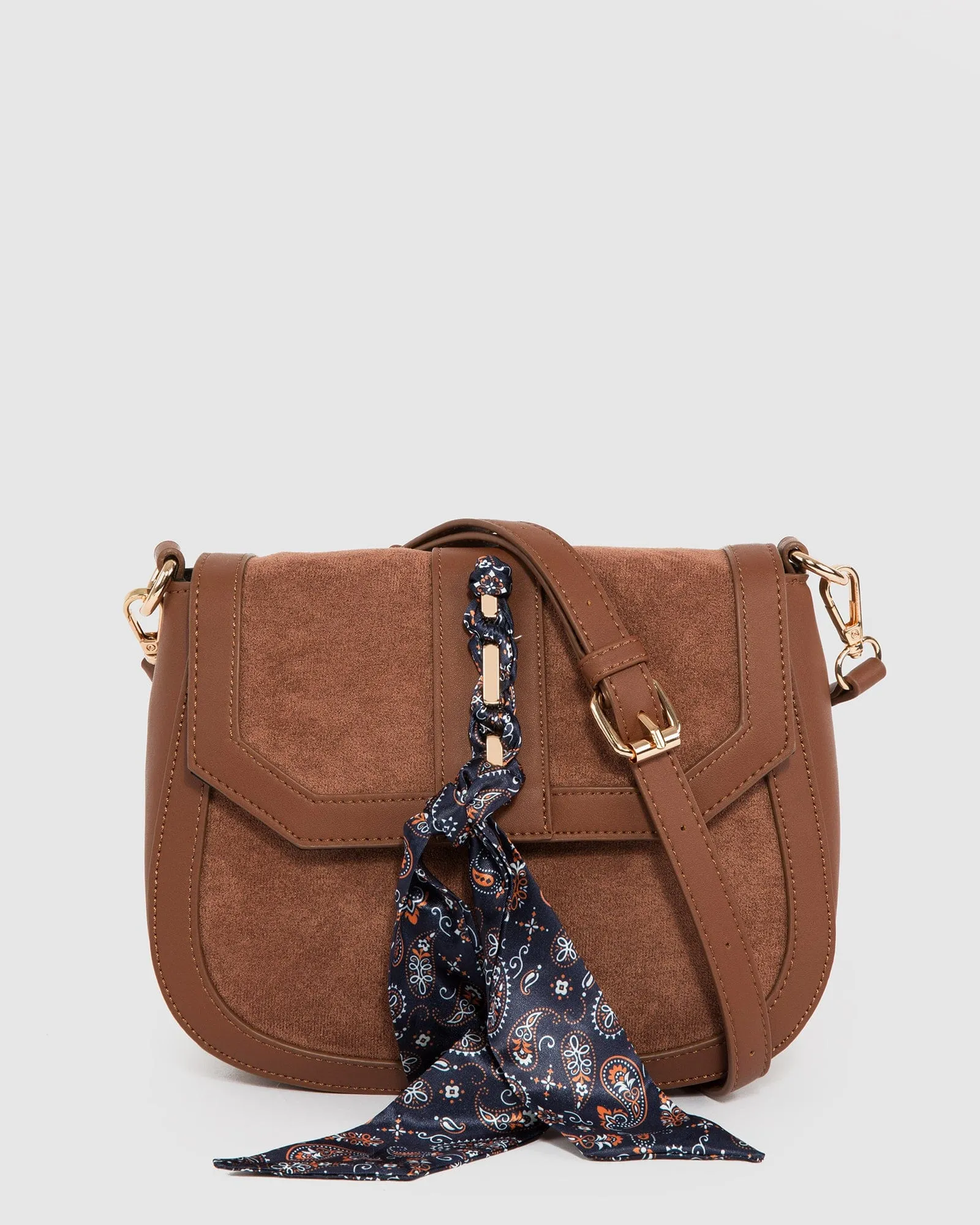 Brown Aria Scarf Crossbody Bag sold by Collete Hayman
