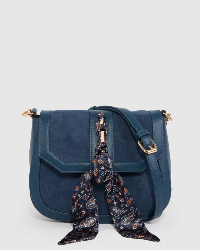 Blue Aria Scarf Crossbody Bag sold by Collete Hayman