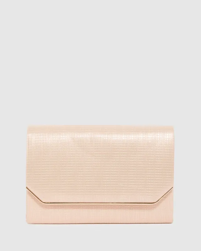 Rose Gold Penny Flap Clutch Bag sold by Collete Hayman