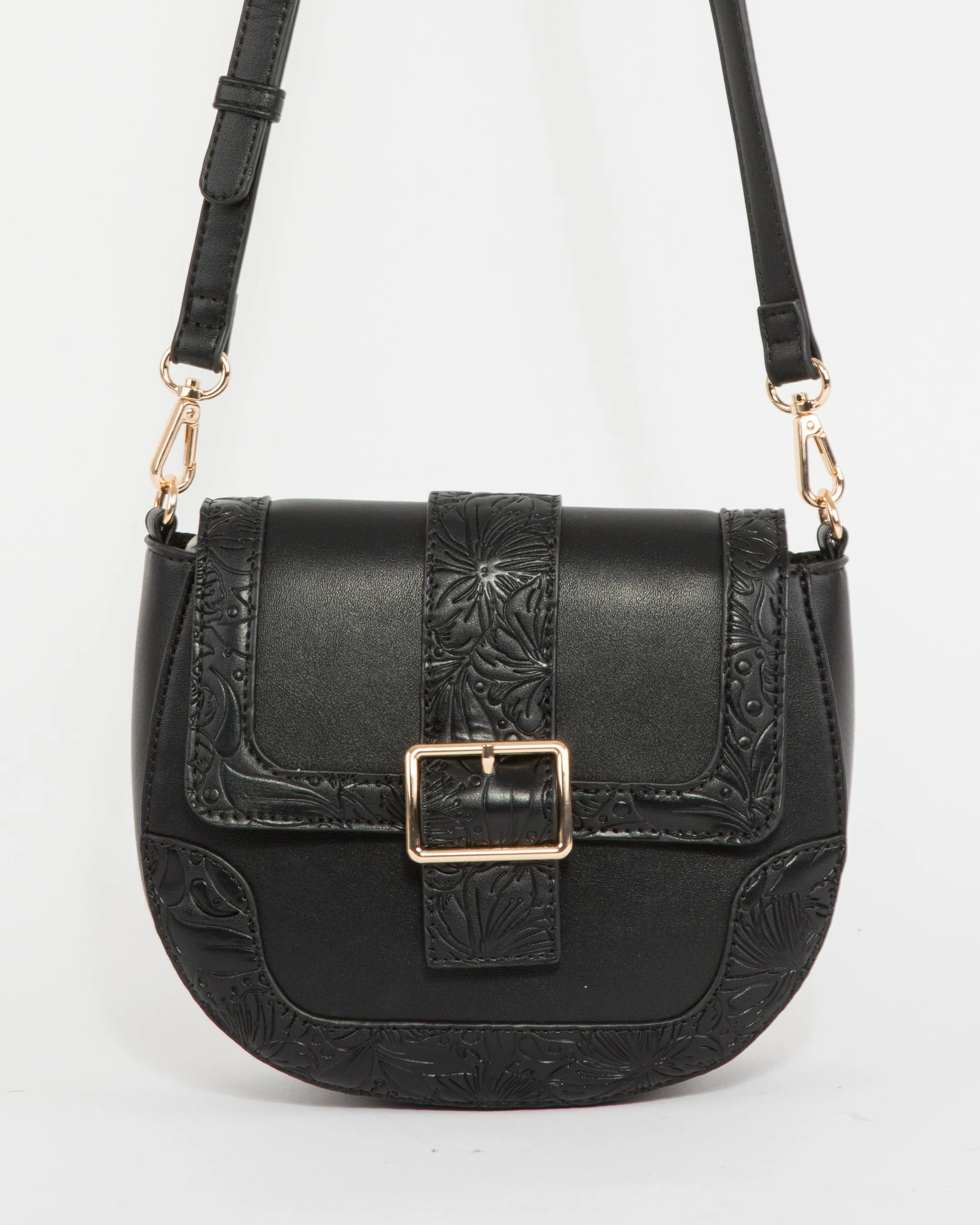 Black Kiara Buckle Crossbody Bag sold by Collete Hayman