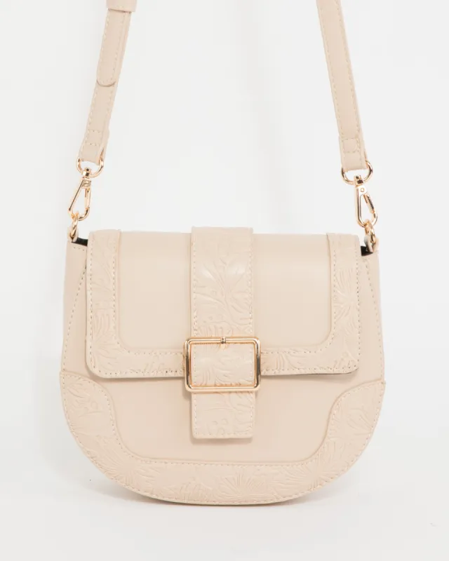 Natural Kiara Buckle Crossbody Bag sold by Collete Hayman