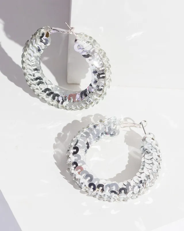 Silver Sequin Hoop Earrings sold by Collete Hayman